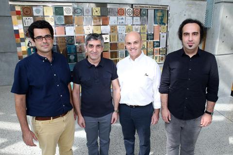 The research team includes (left to right), Costas Arvanitis, Levent Degertekin, Massimo Ruzzene, and Alper Erturk.