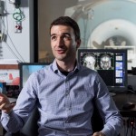 Researcher Dobromir Rahnev, who led the study, sits in the Georgia Tech control room of a functional MRI scanner much like the one used at the University of California, Berkeley for experiments on the frontal cortex's role in creating vision.